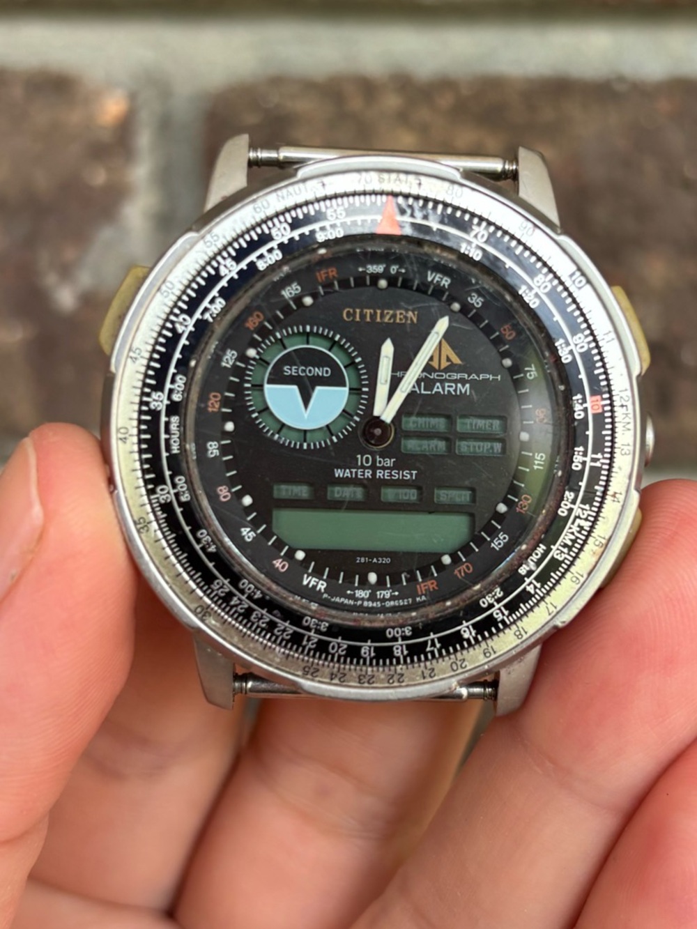 Citizen Vintage Ana-Digi Chronograph Alarm Watch 8987 GN-4-S Japan | 1980s Pilot